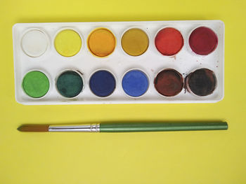 Directly above shot of multi colored pencils on table