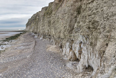 Rocks on beach against sky