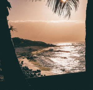 Scenic view of beach during sunset
