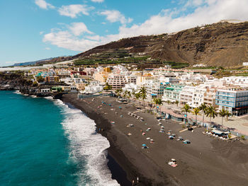 Aerial view on puerto naos in la palma, canary islands, spain