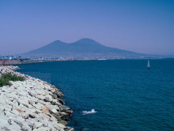 Scenic view of sea against clear sky