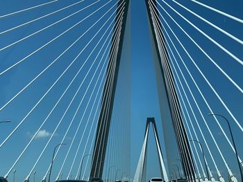 Low angle view of suspension bridge