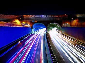 Light trails on highway at night