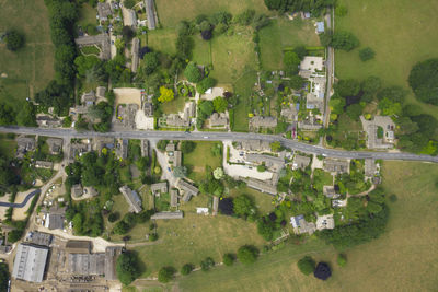 Aerial view of road amidst building