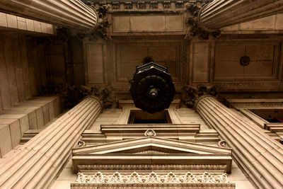 Low angle view of spiral staircase of building