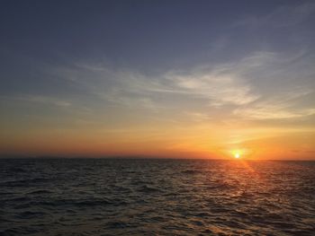 Scenic view of sea at sunset