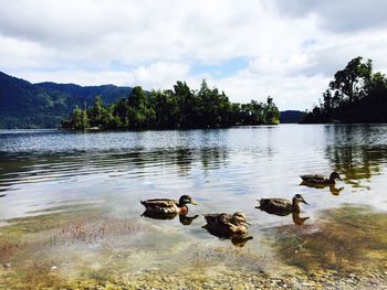 Scenic view of lake against sky