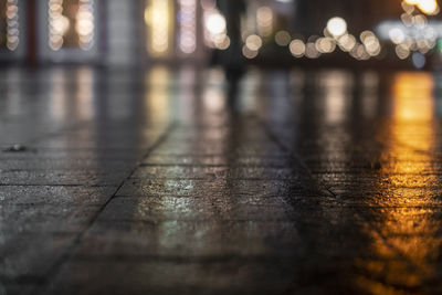 Close-up of illuminated street