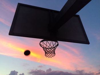 Low angle view of basketball hoop against sky