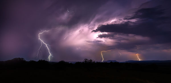 Scenic view of field against sky during sunset
