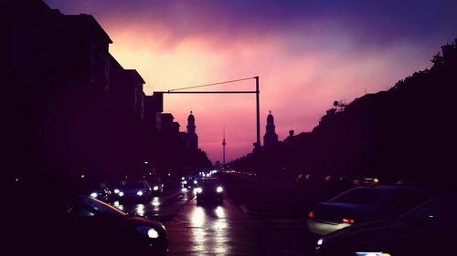 View of buildings at sunset