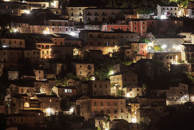 High angle view of buildings in city