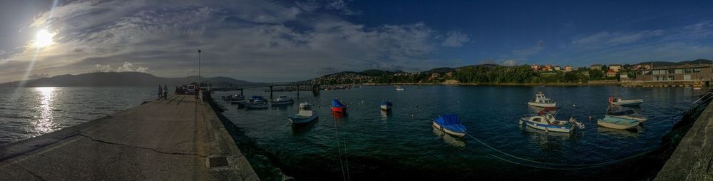 Panoramic shot of boats in sea