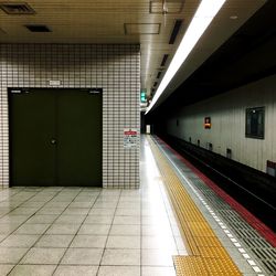 Subway train at railroad station platform