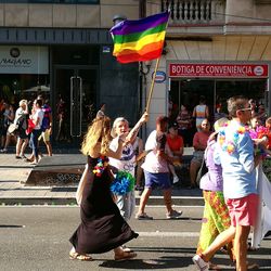 People on street in city