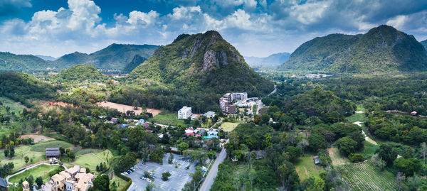 High angle view of townscape against sky