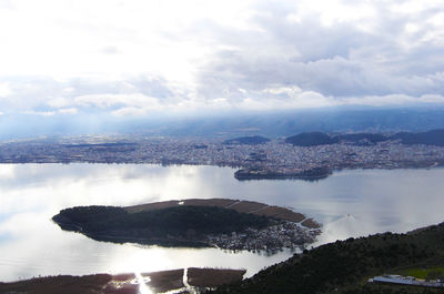 Scenic view of sea against cloudy sky