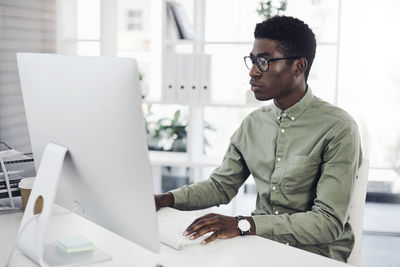 Man working on table