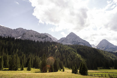 Scenic view of mountains against sky