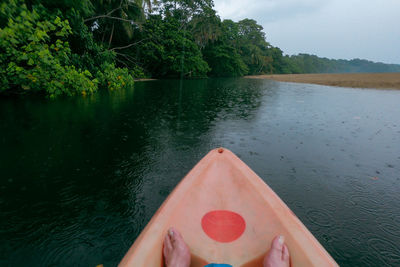 High angle view of boat in lake