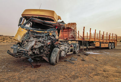 Abandoned truck on road