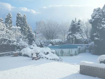 Scenic view of snow covered landscape