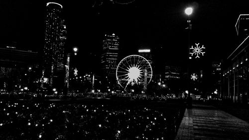 Illuminated city at night