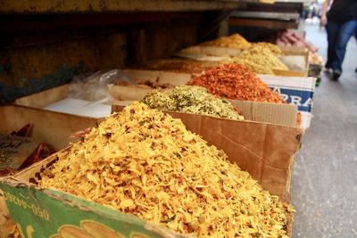 Food for sale at market stall