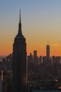 View of cityscape against sky during sunset