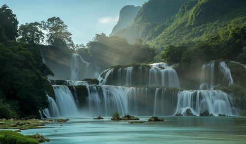 Scenic view of waterfall