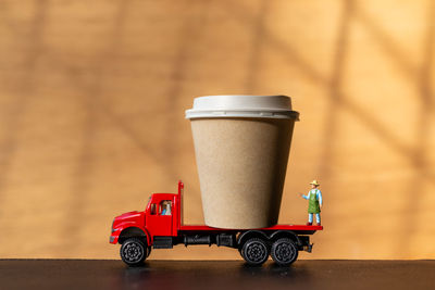 Close-up of toy car on table