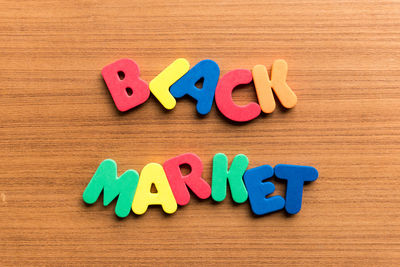 Close-up of toys on table