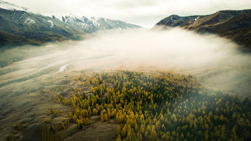 Scenic view of mountains against sky.taganay,rusia