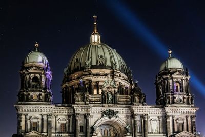 View of cathedral against sky at night