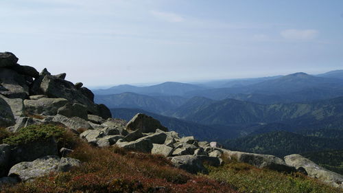 Scenic view of mountains against sky