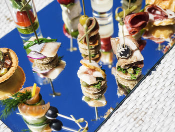 Various canapes and snacks served on platter