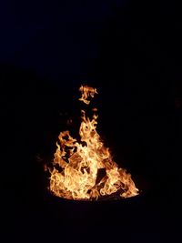 Close-up of illuminated fire against black background