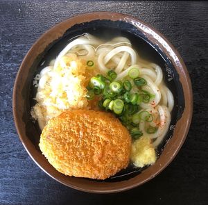 High angle view of food in bowl