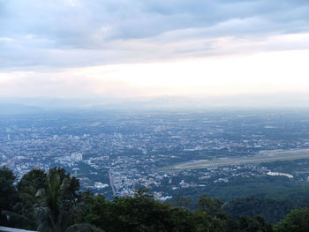High angle view of city against sky