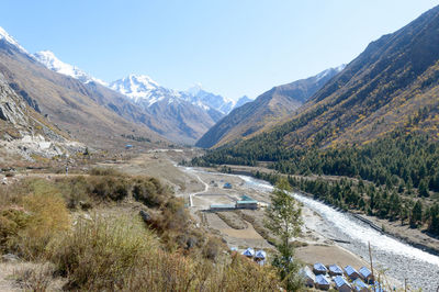 Scenic view of mountains against clear sky