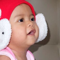 Close-up portrait of cute baby girl