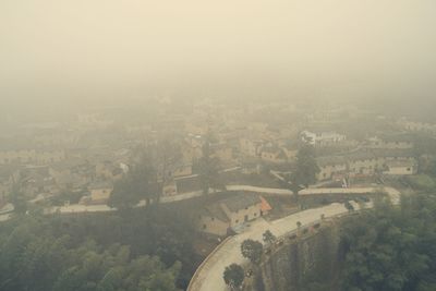 High angle view of cityscape against sky