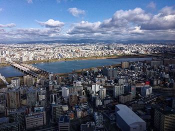 Aerial view of city at waterfront