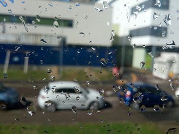 Wet glass window in rainy season
