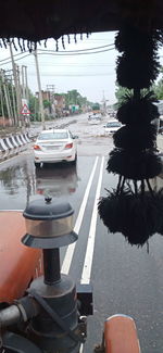 High angle view of street in city