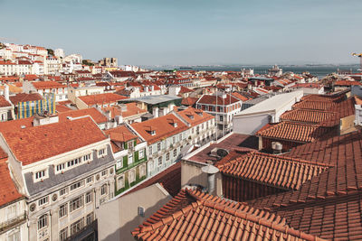 High angle view of townscape against sky