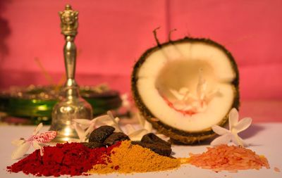 Close-up of cake on table