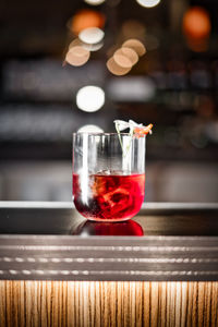 Close-up of wine glass on table