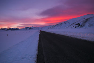 Mountain road in the pian grande during romantic dusk