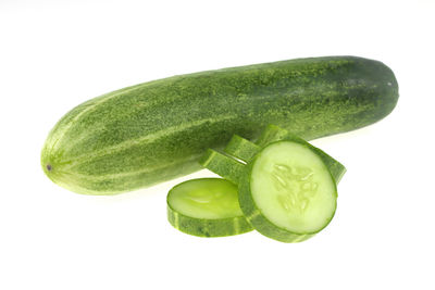 Close-up of green leaf against white background